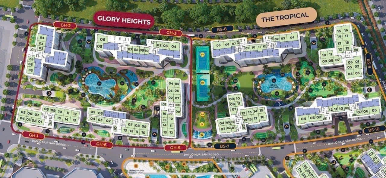 Mặt bằng tổng thể Phân khu Glory Heights